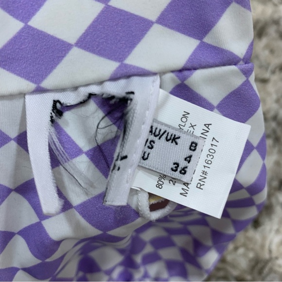 Princess Polly Purple Checkered Swim Top - Size 4 - Picture 3 of 4